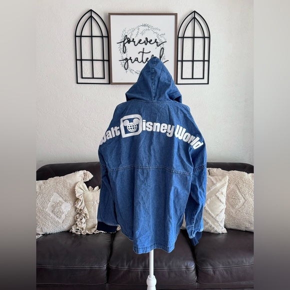 Walt Disney World Spirit Jersey Denim Hoodie Adult XL Hooded Pullover Casual - Picture 1 of 15